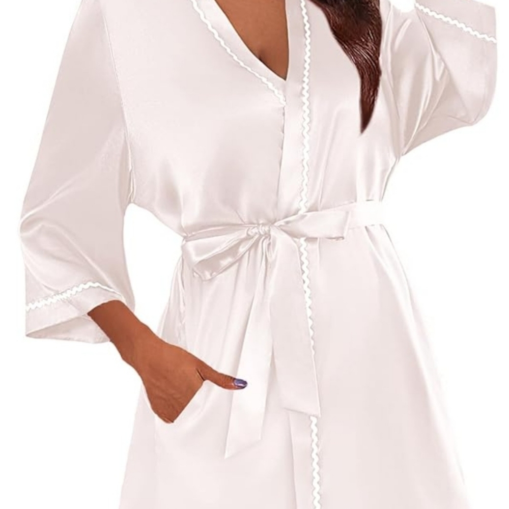 White Satin Women Robe